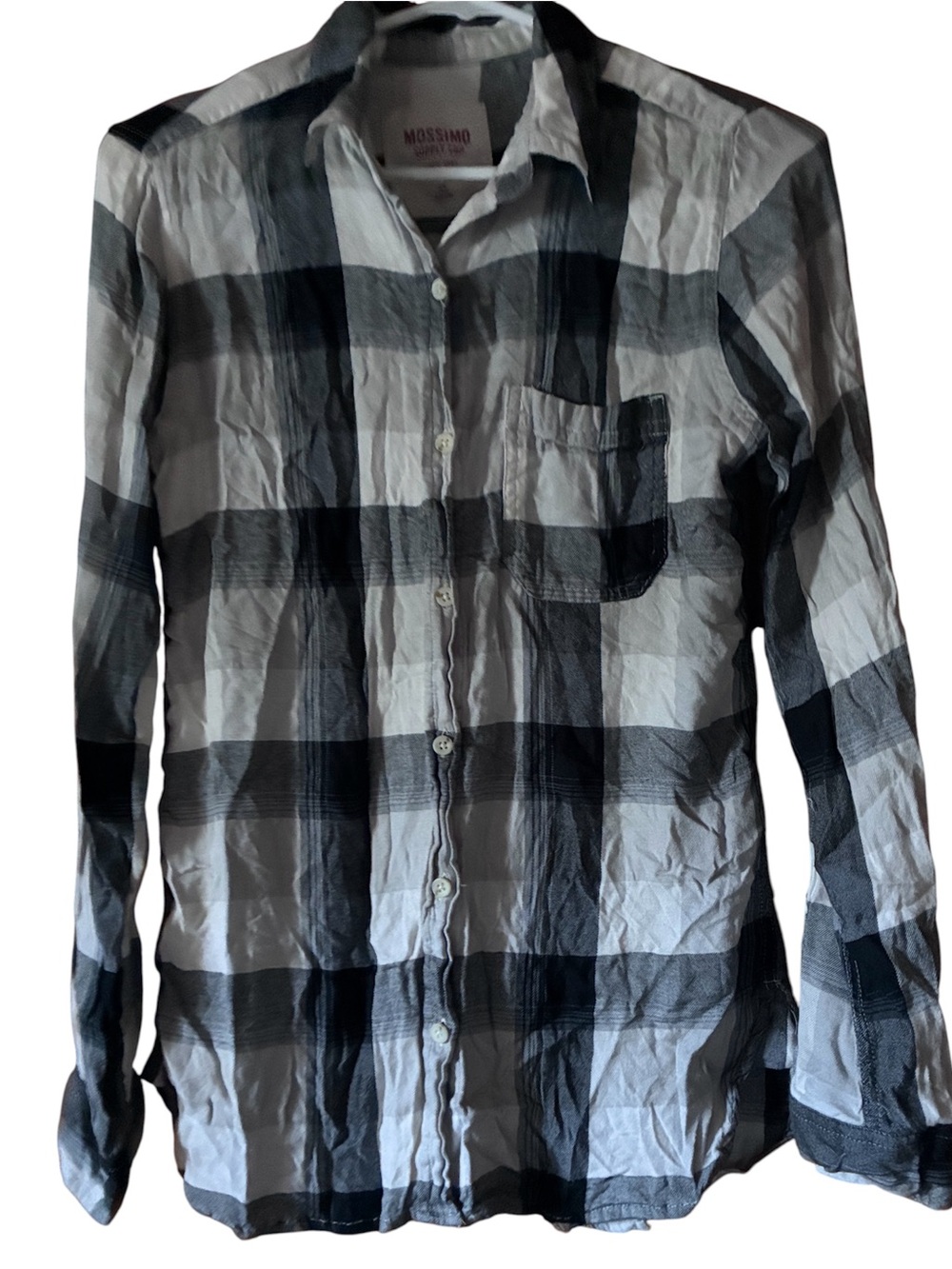 Mossimo Supply Co. Black & White Plaid Button-Down Shirt Flannel - Size S/P